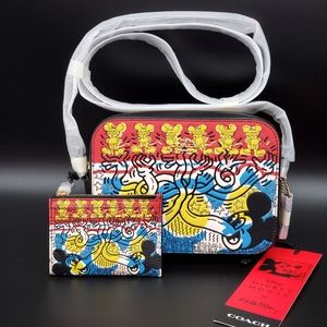 ❤️Coach Limited Edition Disney Mickey Mouse X Keith Haring Leather Bag & Mini ID